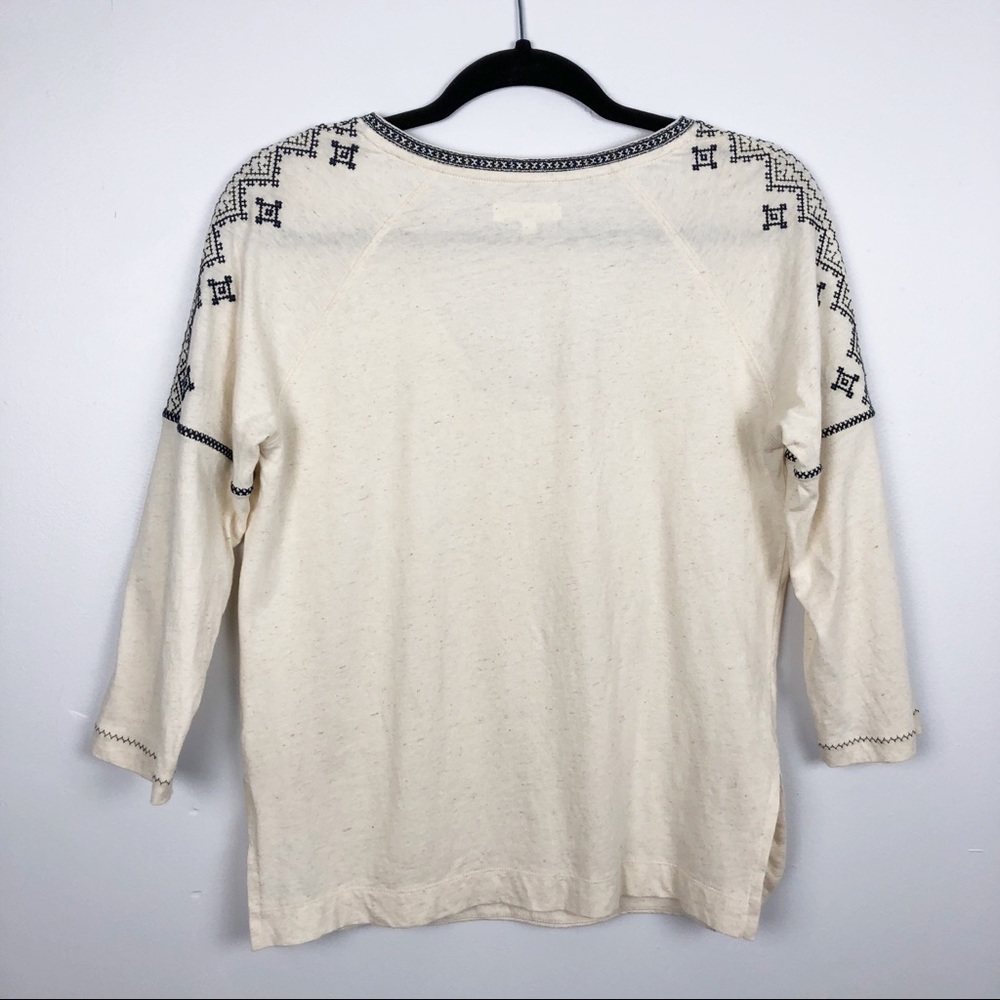 Madewell Aztec Embroidered Top Boho Cream XS - Picture 3 of 6